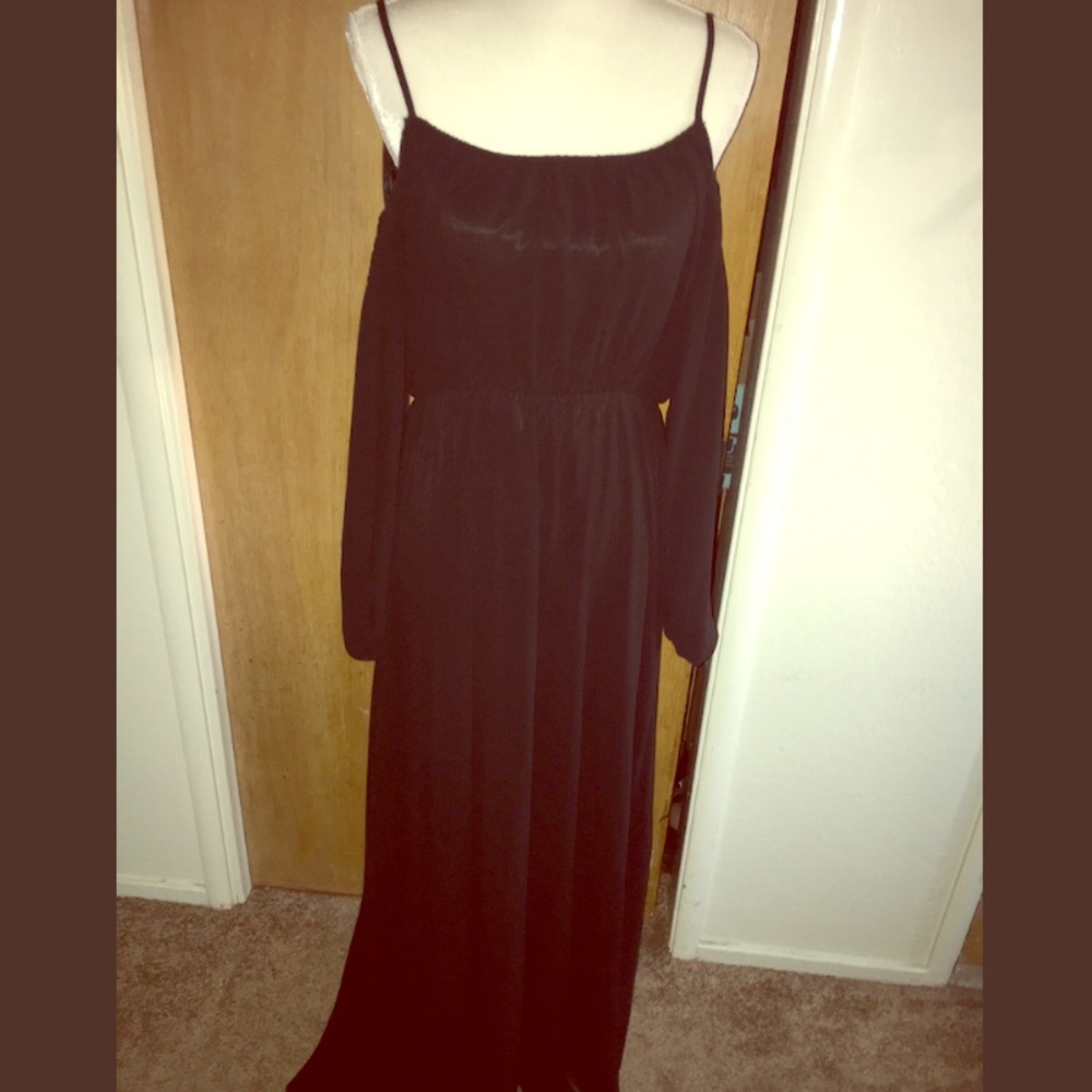 Long black, off the shoulder maxi dress